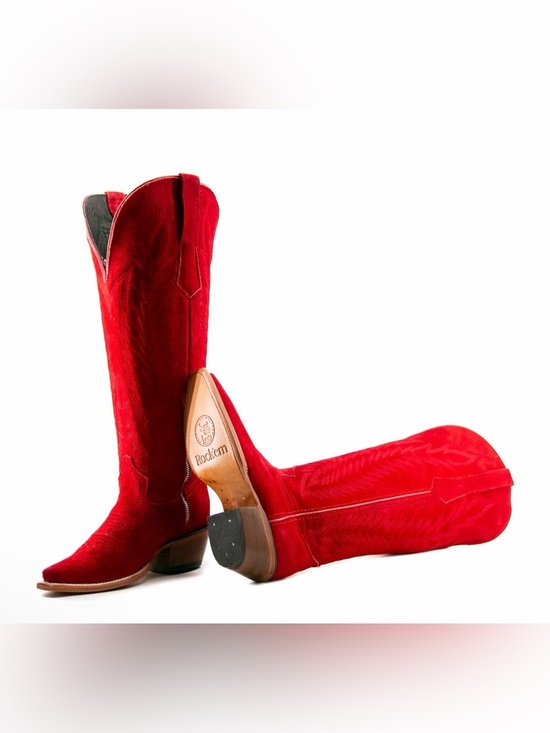 Rock'Em Shoes - Rock’em Gia Red Suede Tall Cowgirl Boots